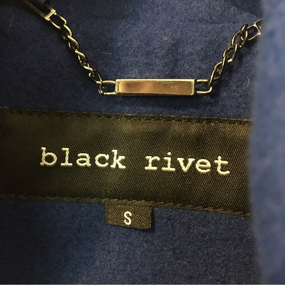 Black Rivet Jacket Royal Blue Coat Size Small Belted Jacket - Picture 3 of 6